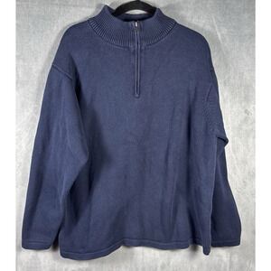 L.L. Bean Men's 1/4 Zip Sweater Navy XXL Regular Knit‎ Cotton Pullover